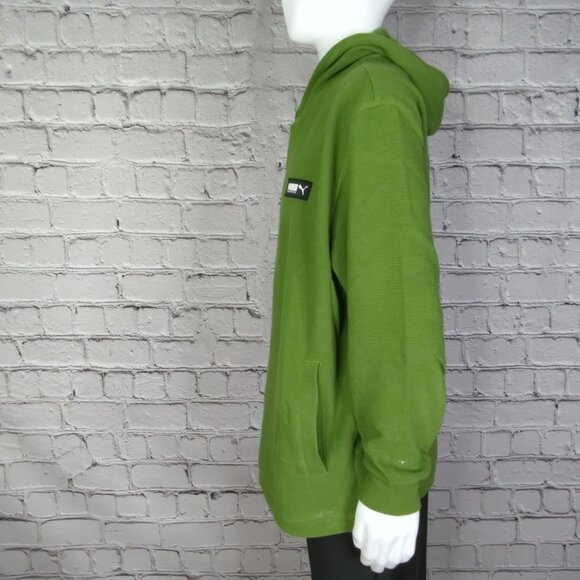 PUMA Hoodie Pullover Men XL Green Sweatshirt Long Sleeve Textured - Picture 3 of 10